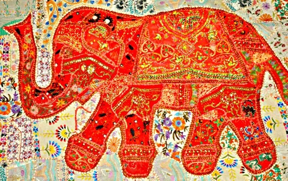 Items similar to Indian Wall Hanging elephant tapestry /Indian home ...