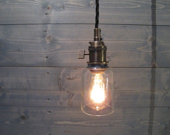 Modelo Beer Bottle Small Pendant Light - Short Clear - Upcycled Industrial Glass Ceiling Light