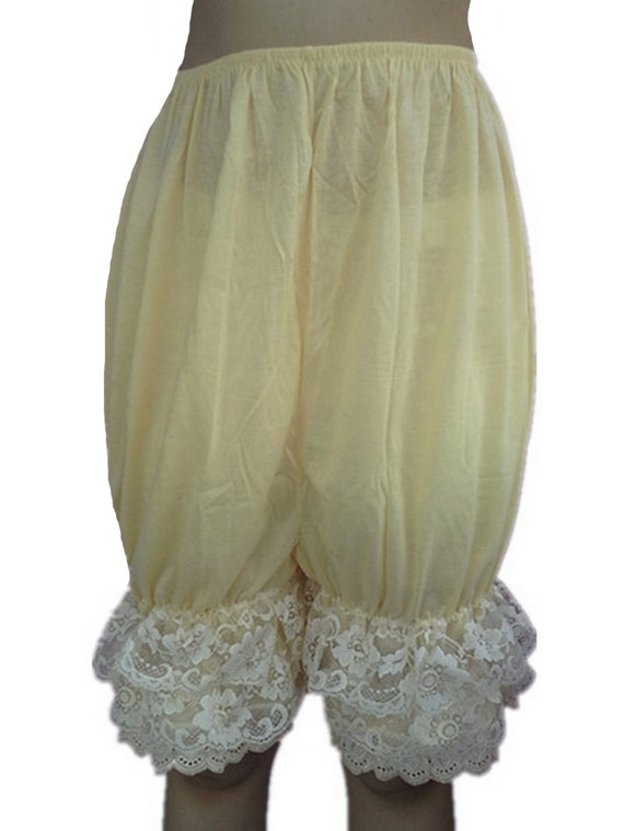 L5CIV IVORY Ruffle Rumba Frilly Bloomers Handmade Women Half