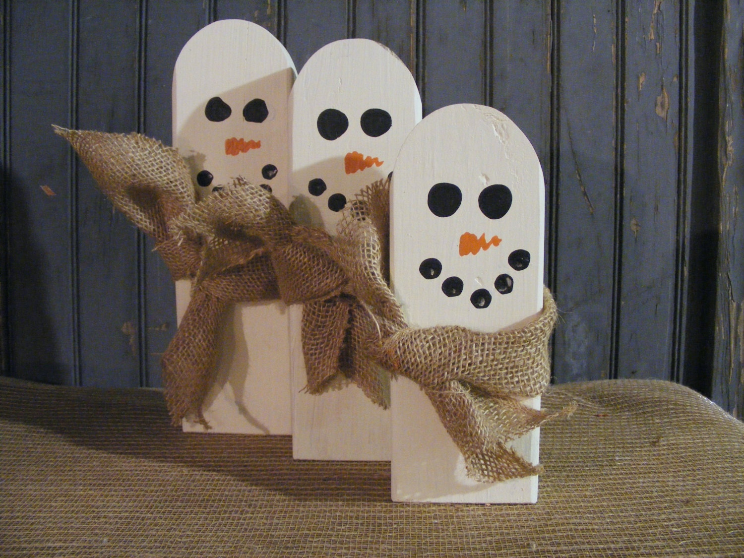 Wooden Snowman Hand Painted Snowman Reclaimed by GFTWoodcraft