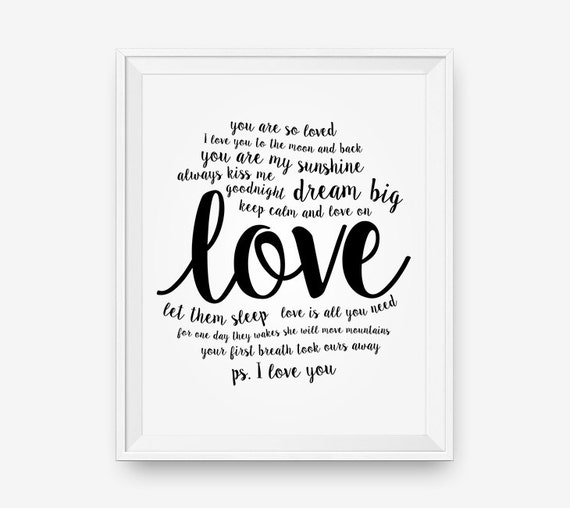 Items similar to SALE Love  quote  Printable  Nursery wall 