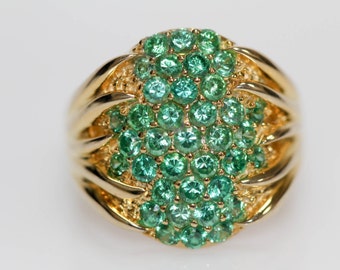 925 Yellow Vermeil w / Green Cubic Zirconia Ring