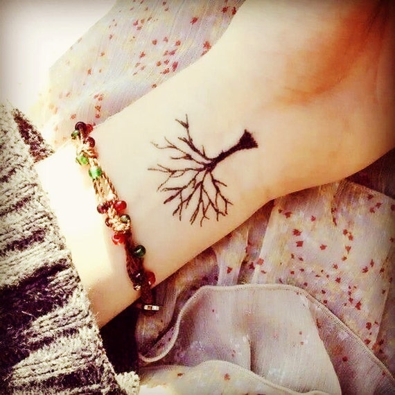  Small Temporary TATTOO tree plant Black Tattoos Body Art