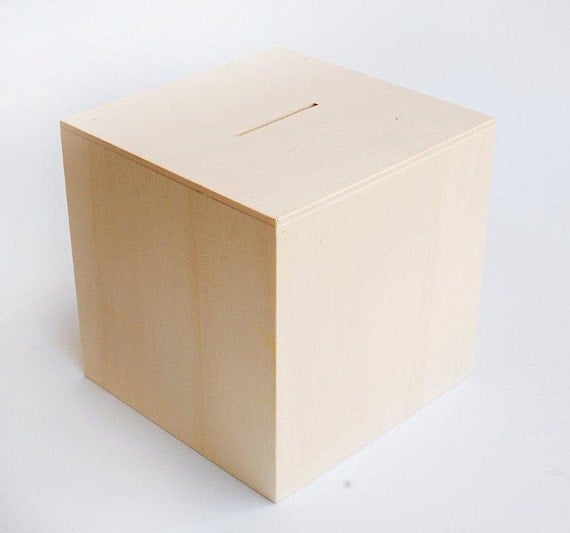 Wooden money box unfinished natural wood for craft projects