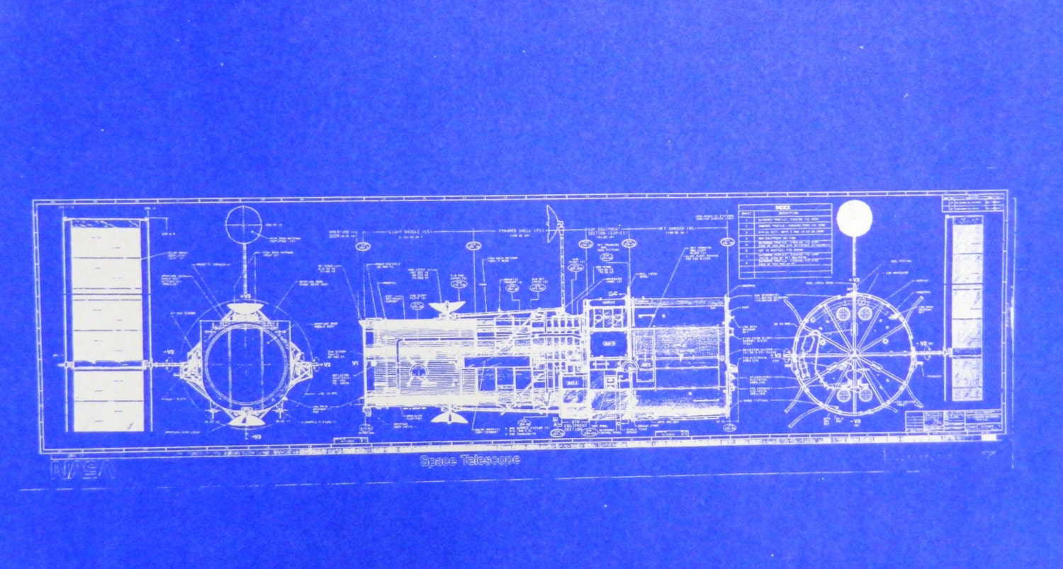 NASA Hubble Space Telescope Blueprint by BlueprintPlace2 on Etsy