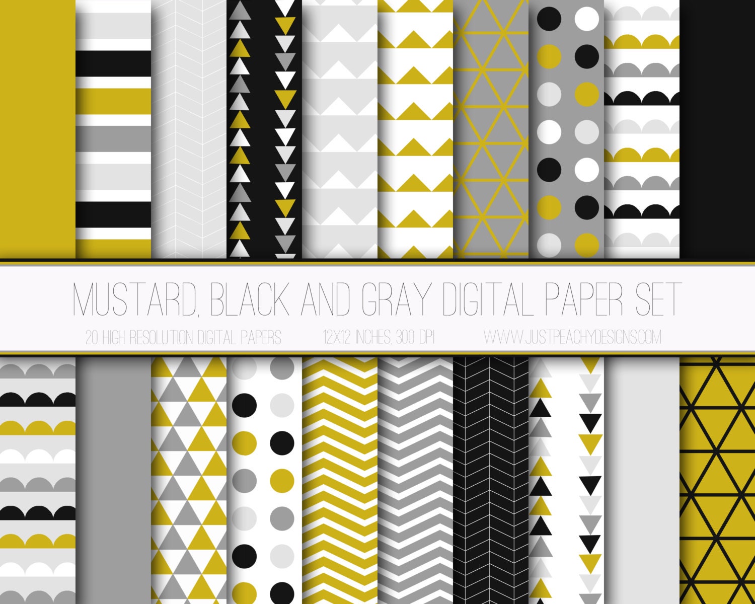 Modern Digital Background Mustard Black by JustPeachyDigitals