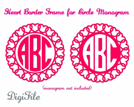 Download Heart Border Frame for Monograms SVG DXF EPS for Cricut