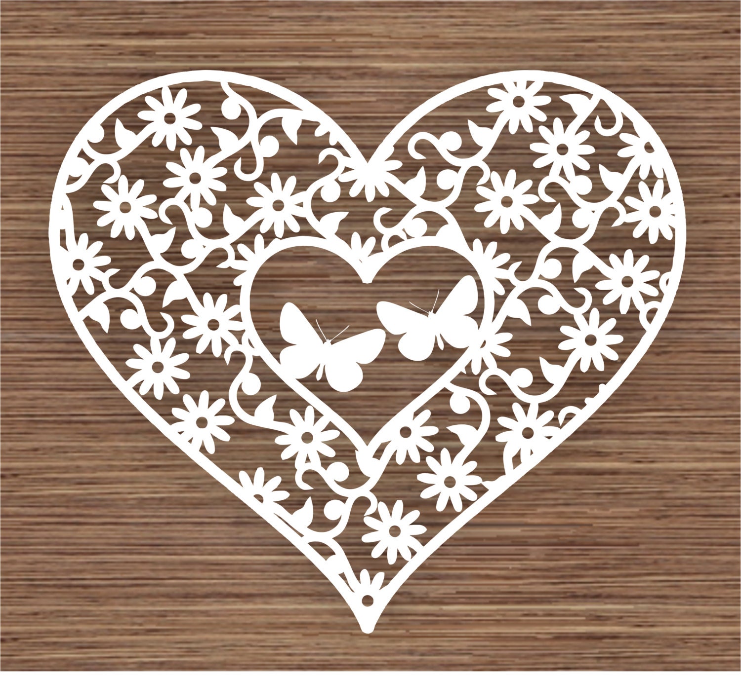 Download Butterflies in flowers and Heart PDF SVG Commercial Use