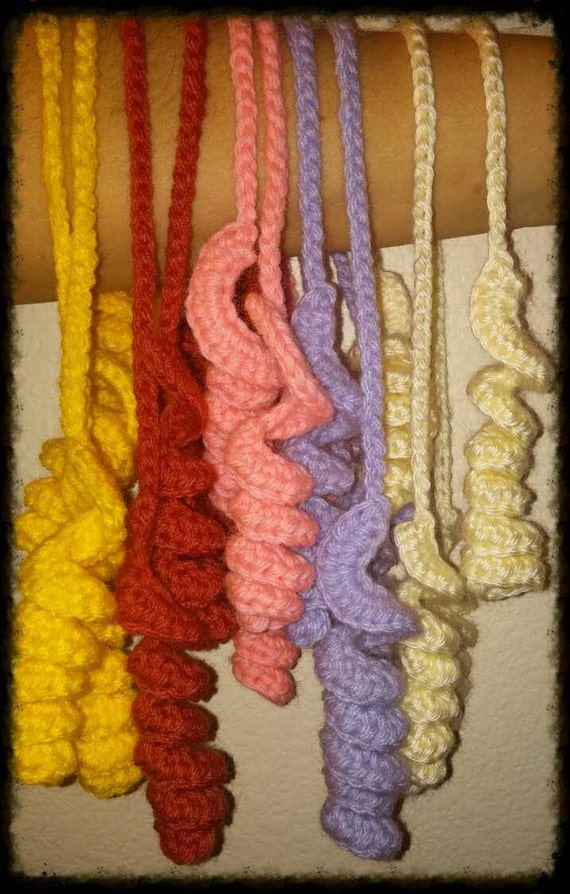 Crocheted Curly-Q Hair Ribbons by ArizonaStitches on Etsy
