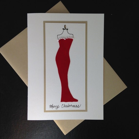 CHRISTMAS DRESS CARD. This elegant handmade by PaperDressCards