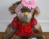 One of a kind, hand made, teddy bear, quality faux fur, 15 inches, dressed, fully jointed, embroidered feet, weighted, adult collector One of a kind, hand made, teddy bear, quality faux fur, 15 inches, dressed, fully jointed, embroidered feet, weighted, adult collector