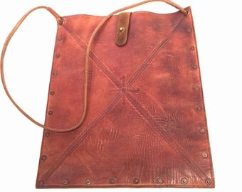 Embossed Leather Satchel Tote Messenger iPad Bag