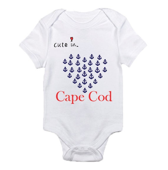 Cape Cod Onesie / Cape Cod TShirt Baby Anchors by Cuteinco