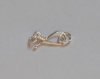 Sterling Silver, Large Hook, Hook and Eye set, 28x8mm, 18 Gauge, Fast Shipping from USA