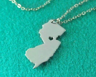 I love New Jersey Necklace I heart New Jersey Necklace, Custom State Map Necklace , Personalized State Pendant State Jewelry