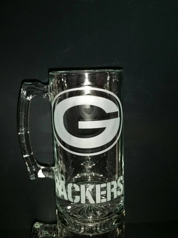 Green Bay Packers Sand Etched Glass Mug 265 Oz