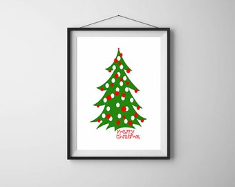 Items similar to Christmas Tree Typography Print: Merry Christmas ...