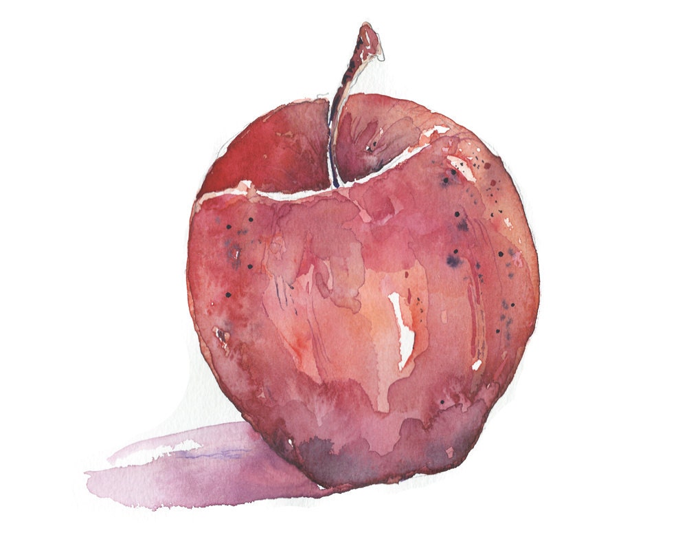 Red Apple Apple Red Apple Print Print Watercolour Apple