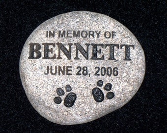 Pet memorial stone custom engraved granite river rock 7"