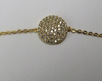 Sterling silver with gold vermeil cz disc bracelet