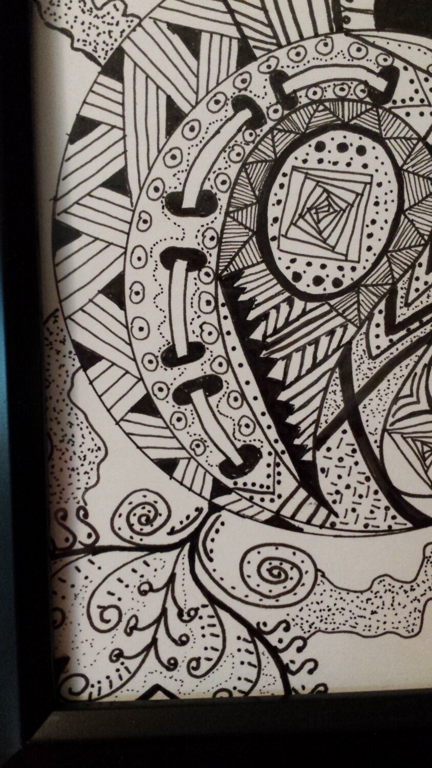 Zentangle Art Original Zentangle inspired circle Framed
