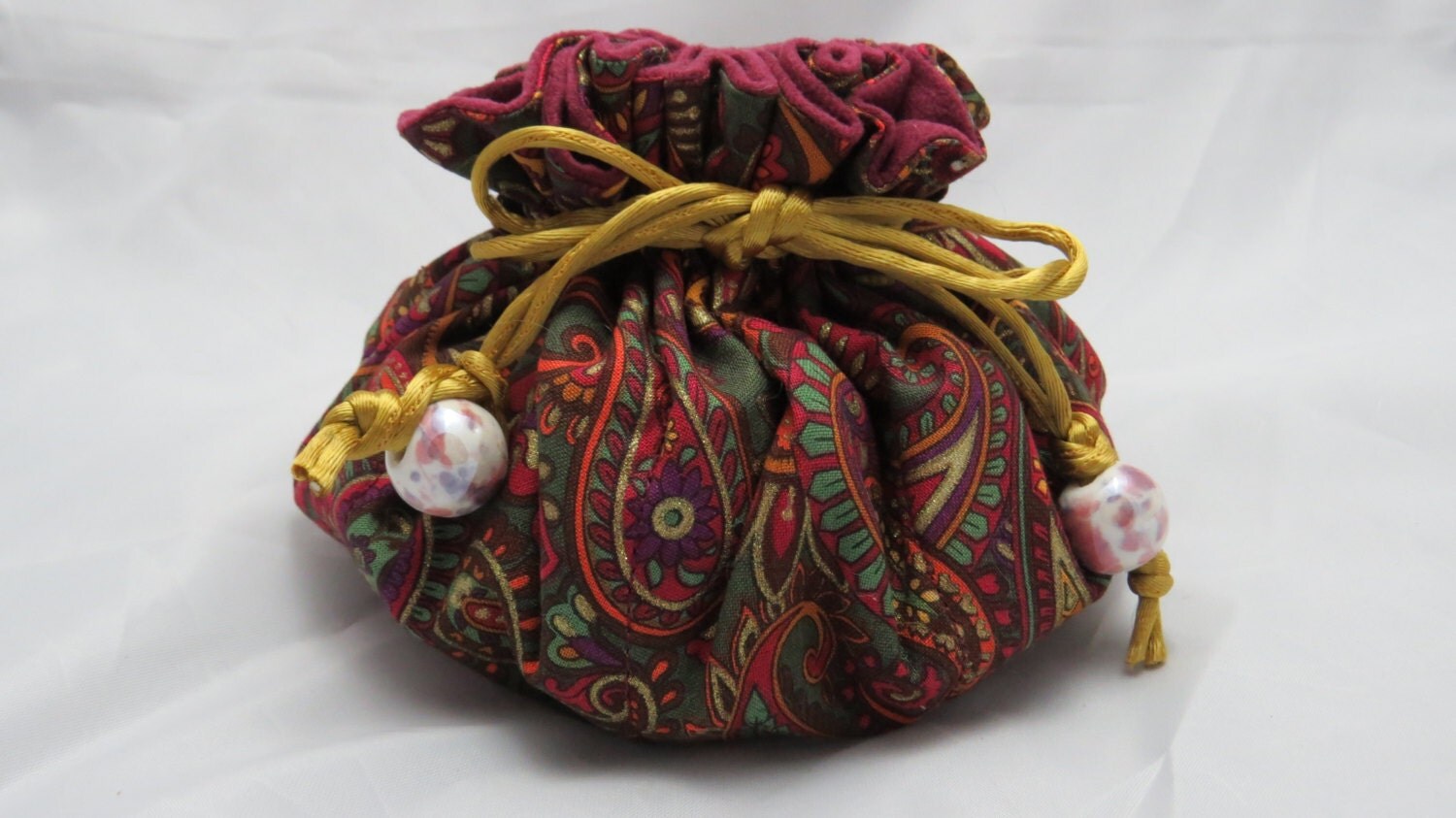 Drawstring Paisley Print Jewelry Pouch by TheStitcheryNiche