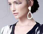 Silver Long Earrings, Double Drop Earrings, Long Earrings - Stains Hollow