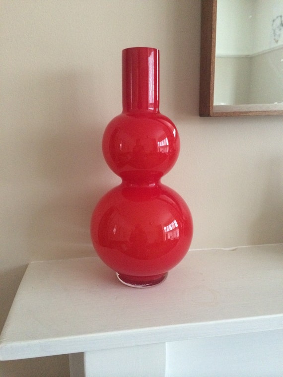 Vintage red orange vase by HawkerAndCo on Etsy