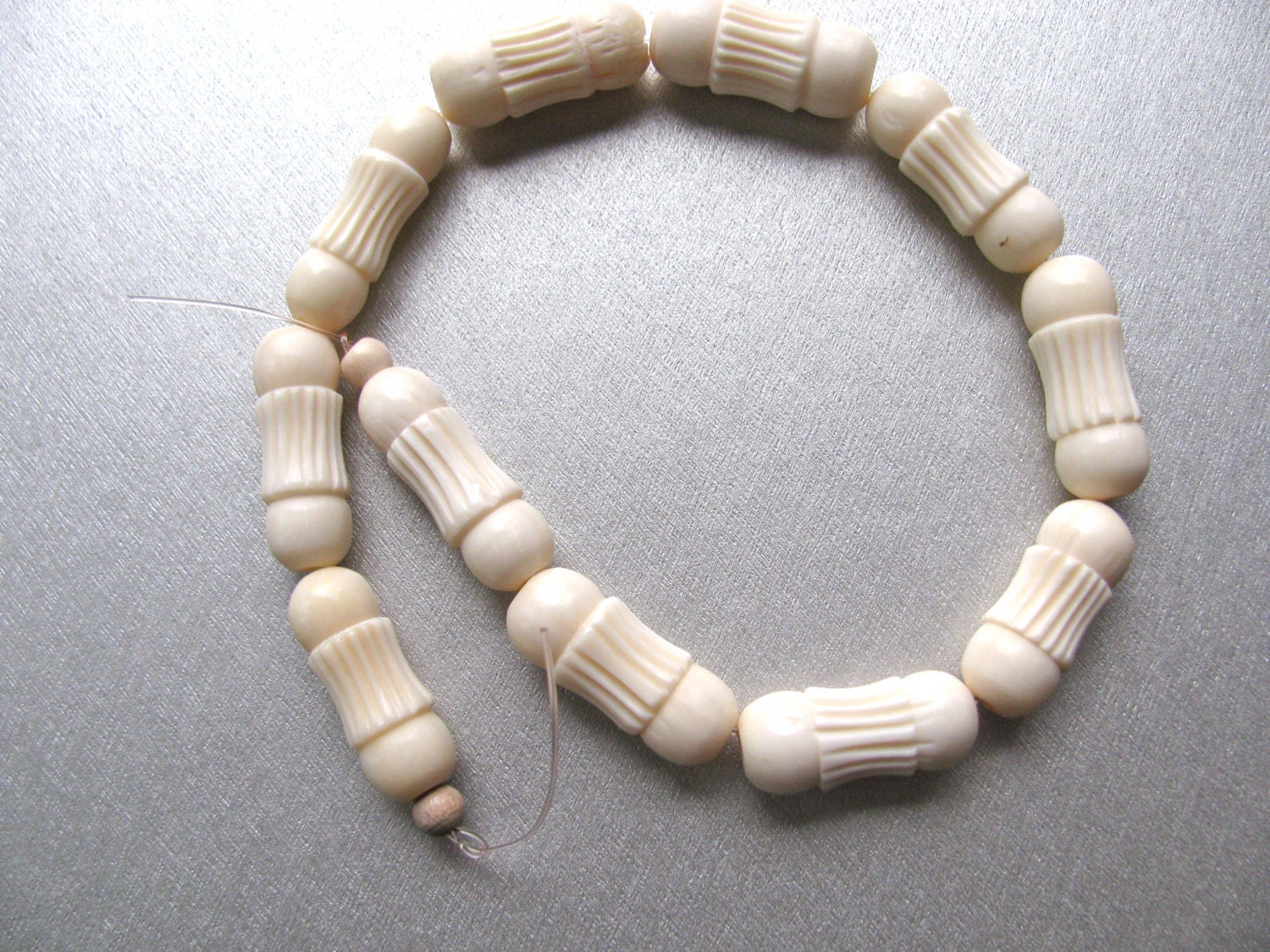 Carved bone beads 24 by 10mm 10 beads 51 by vivsdestashshop