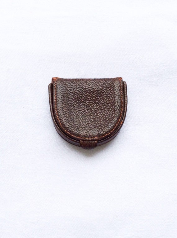 1920s Coin Purse. Brown Leather. Antique Brown Purse. Small.