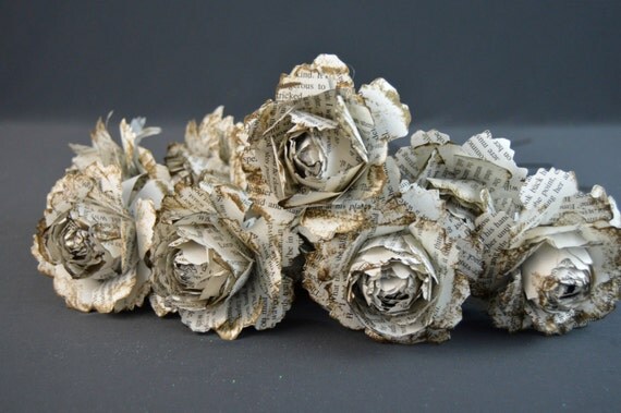 Book page flower roses wedding paper flowers paper flower bouquet paper decorations paper roses single  flower.