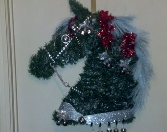 Christmas Parade Horse Door Wreath