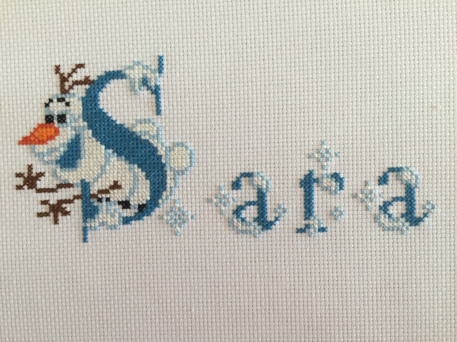 Personalized Olaf Counted Cross Stitch Name