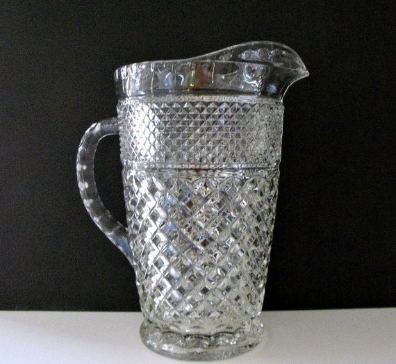 Vintage Wexford Diamond Point Pitcher by Anchor Hocking 64