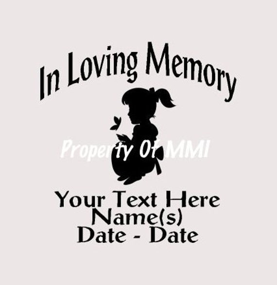 Items similar to In Loving Memory Girl Style 3 Vinyl DECAL Car Truck