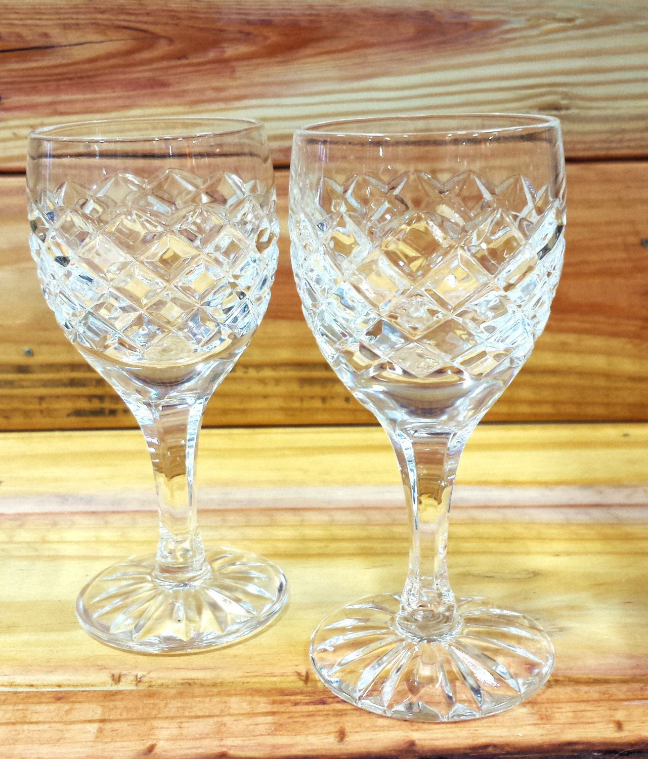 Vintage Cut Crystal Cordial Glasses Set of 2