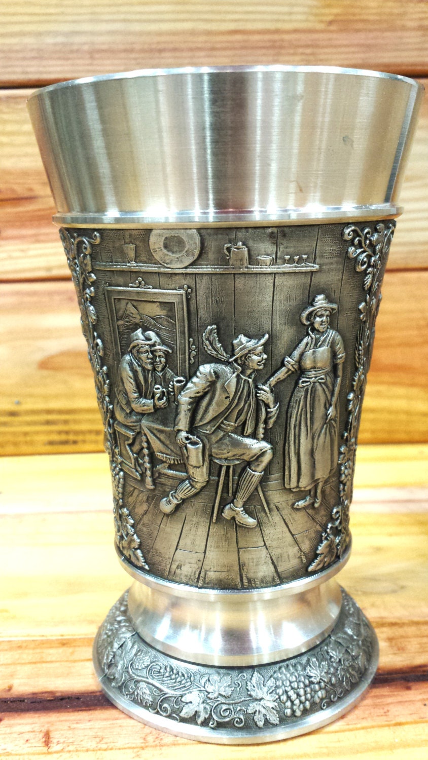 Vintage German pewter Stein Cup Original Zinn Becker Stuttgart
