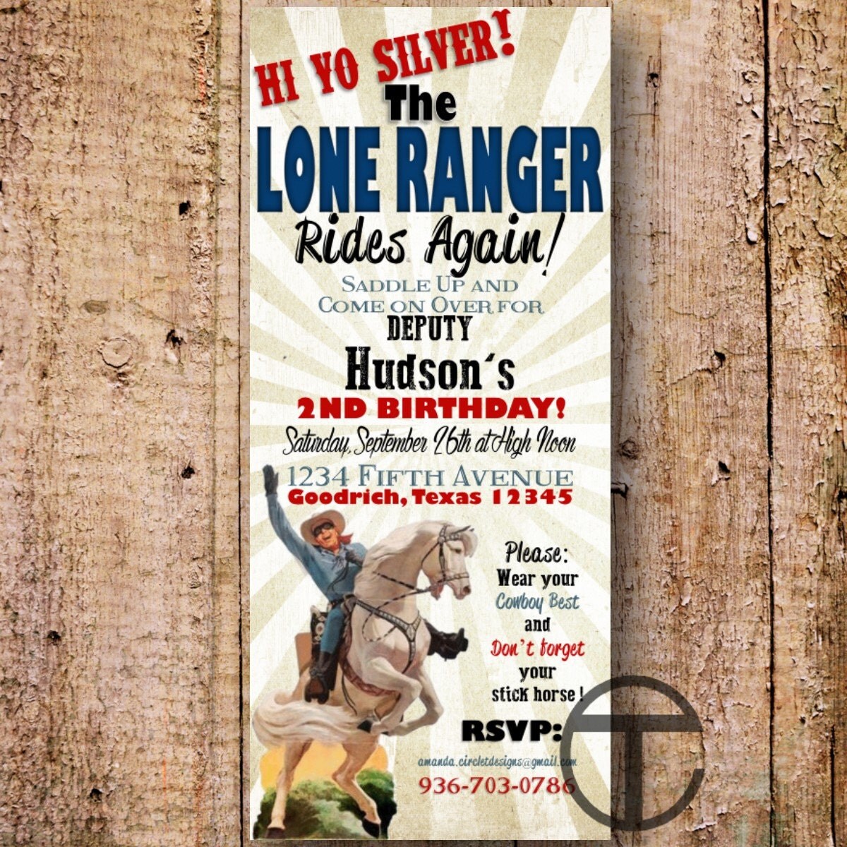 The Lone Ranger Birthday Invitation by CircleTDesignsTexas on Etsy