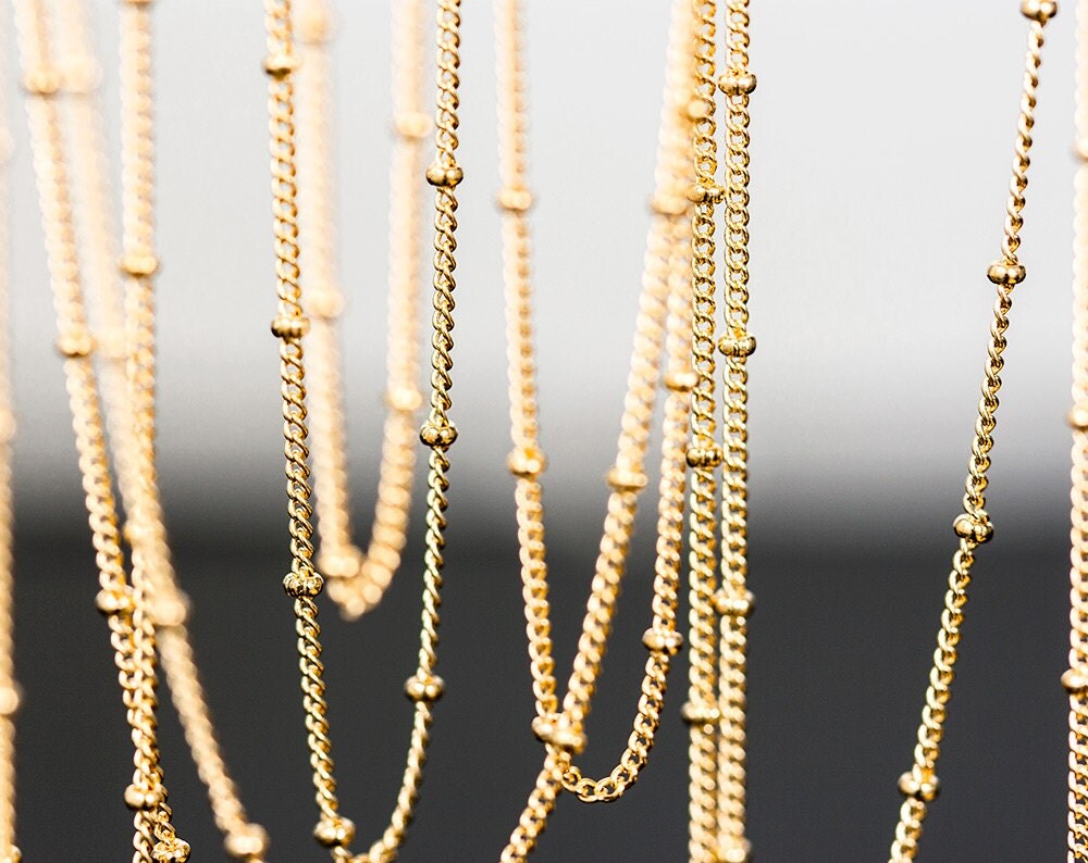 1166_Gold plated chain Flattened curb ball chain Chains