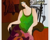 Giclee Art Print On Canvas, Itzchak Tarkay oil paintint print on canvas, c90 Lolita women beauty 12x16 inches, no frame, abstract Giclee Art Print On Canvas, Itzchak Tarkay oil paintint print on canvas, c90 Lolita women beauty 12x16 inches, no frame, abstract