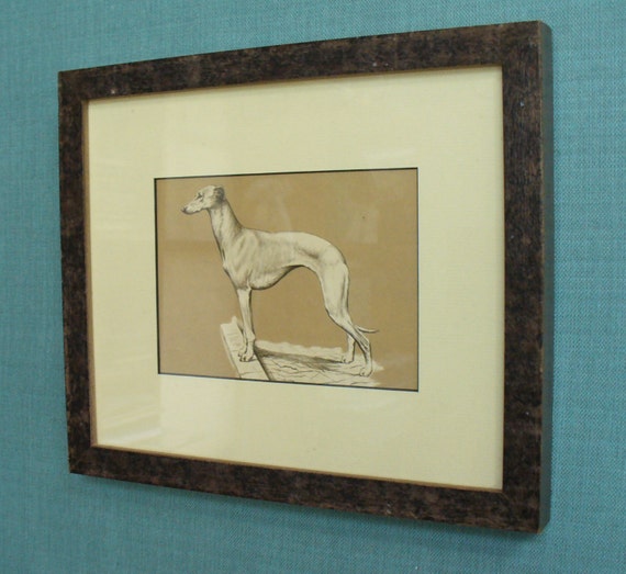 Vintage Greyhound Print in Frame brown by mockingbirdgallerync