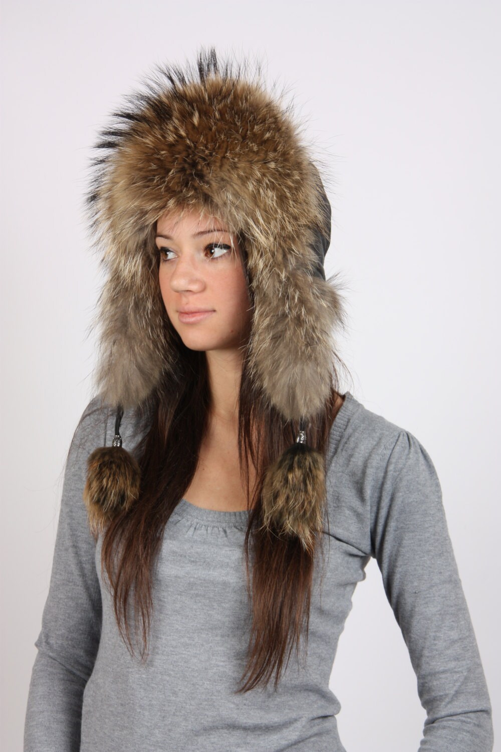 Ladies raccoon hat