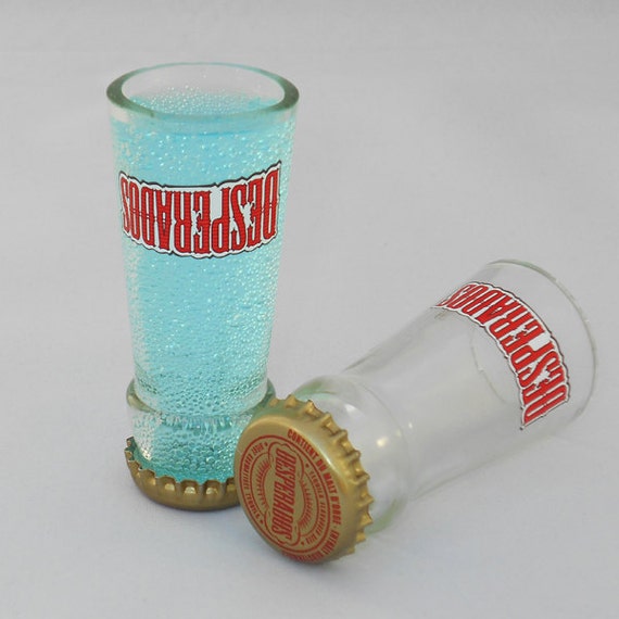 Desperados Bottle Top Shot Glasses by HeartofGlassUK on Etsy