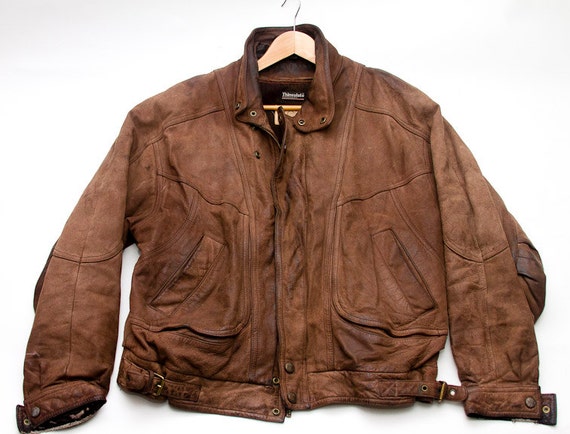 Vintage Mens GEORGETOWN LEATHER Flight Bomber Leather Jacket
