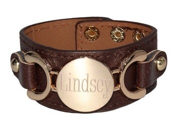 Gold Color Leather Monogram Bracelet , Any intial Personalized Monogram Bracelet , Bridesmaid Gift