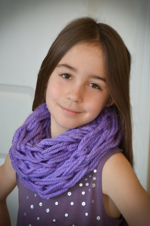 Items similar to Knit Infinity Scarf, Chunky Knit Scarf, Girl's Scarf