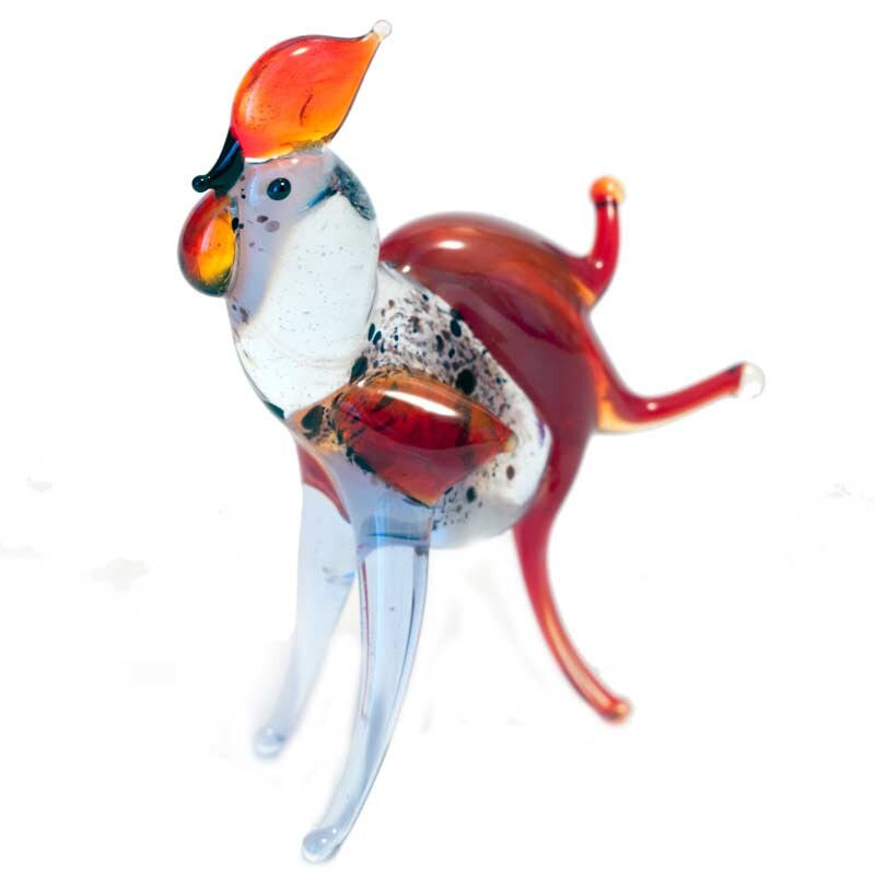 Glass Rooster Figurine Hand-Blown Collectible Art Glass