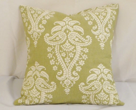 Moss Green and Off White Pillow Decorative Pillow by KBCDECOR