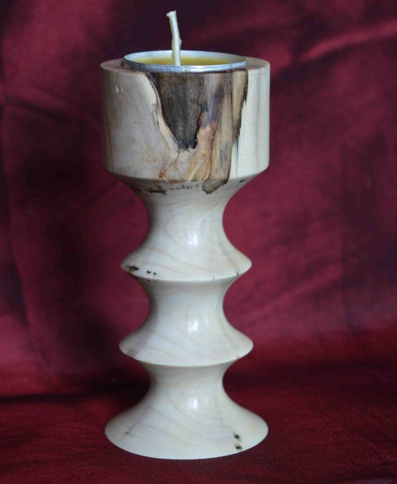 Woodturned candle night light holder from by ShambhalaDesignsUK