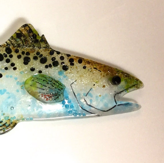 SPOTTED SEA TROUT Fused Glass Saltwater Fish. Glass Sea